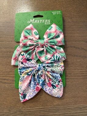 Masters Kids Pink & Mint Floral Bow Hair Clips - Set of 2